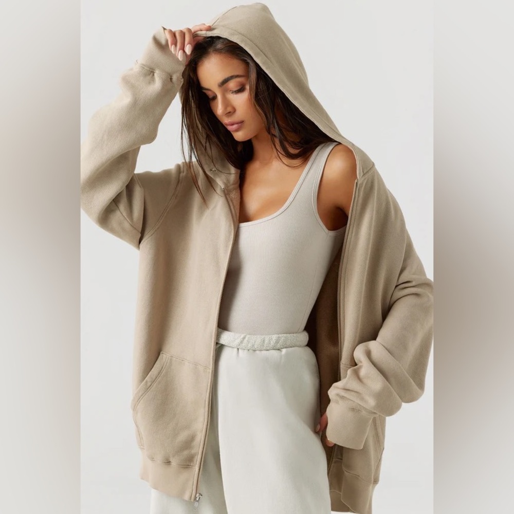 Joah Brown EMPIRE ZIP HOODIE in desert French terry